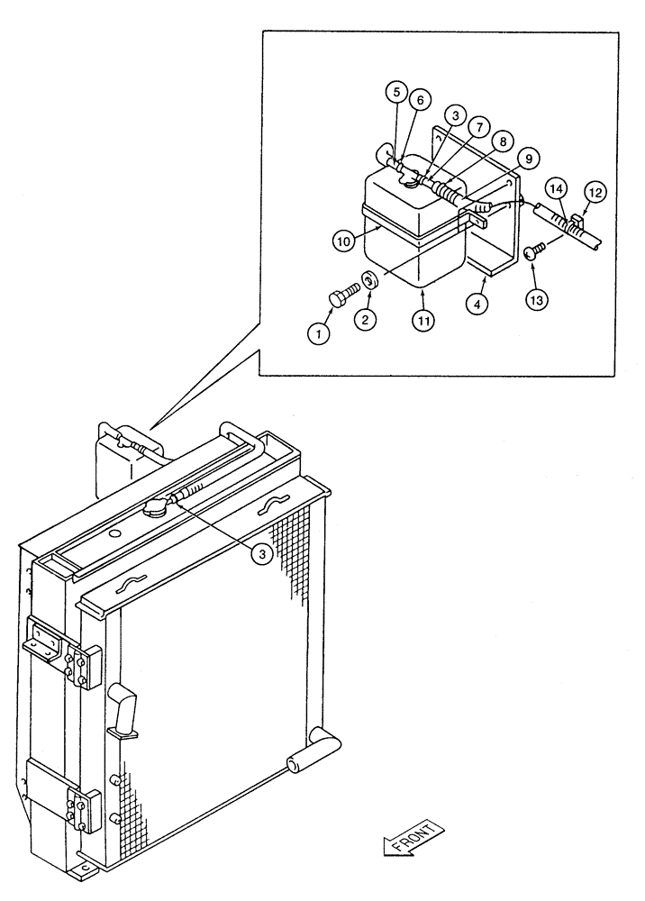 Схема запчастей Case 9050B - (2-08) - RADIATOR OVERFLOW RESERVOIR AND HOSES (02) - ENGINE