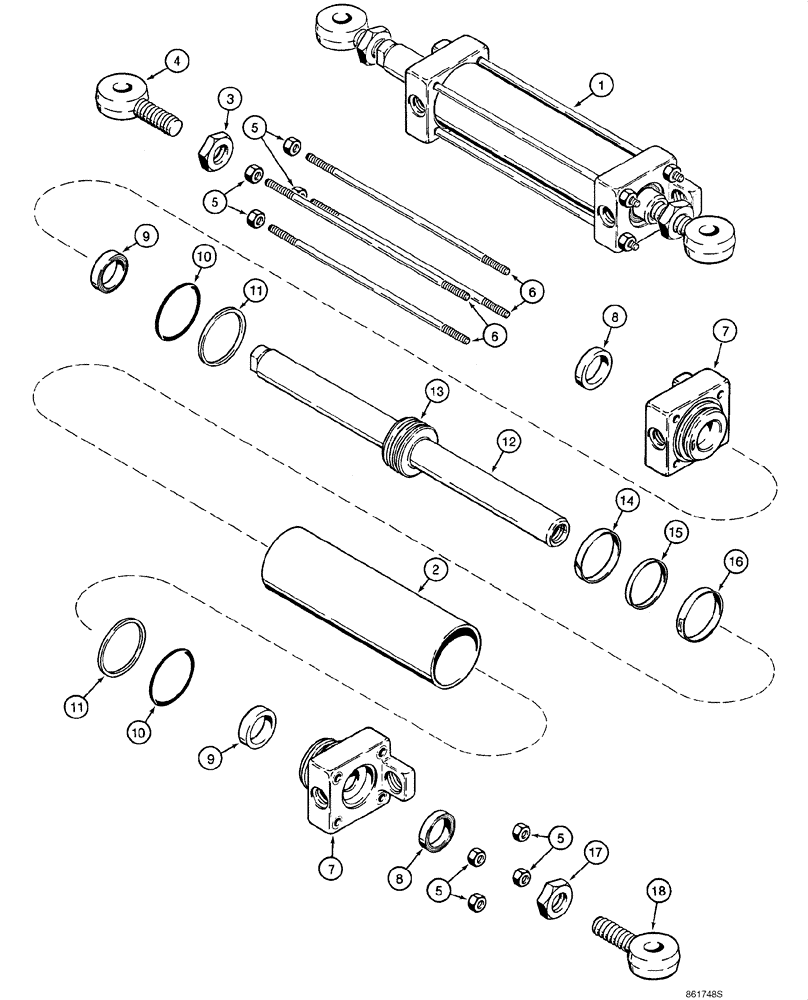 Схема запчастей Case 580SM - (05-04) - CYLINDER ASSY - STEERING (D138954 / 437320A1 FRONT AXLE) (IF USED) (05) - STEERING