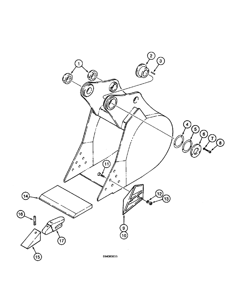 Схема запчастей Case 9045B - (9-086) - CENTRAL FABRICATORS BUCKET, GENERAL PURPOSE AND HEAVY DUTY - STANDARD OR HIGH CAPACITY (09) - CHASSIS