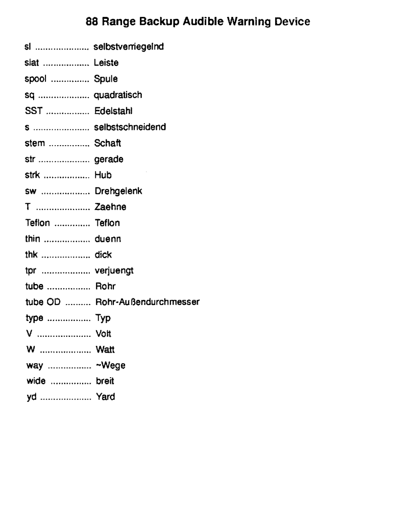 Схема запчастей Case 788 - (1-13) - EXPLANATION OF DIMENSION ABBREVIATIONS (GERMAN) 