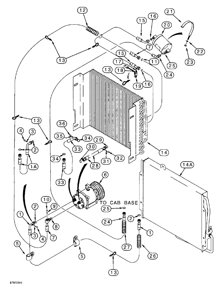 Схема запчастей Case 570LXT - (9-156) - AIR CONDITIONING, CONDENSER AND RECEIVER-DRIER (09) - CHASSIS/ATTACHMENTS