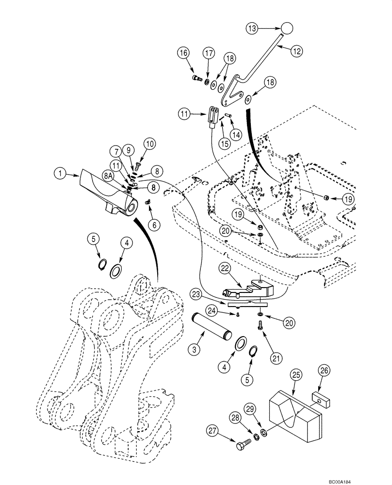 Схема запчастей Case 580SM - (09-23) - BOOM LATCH (09) - CHASSIS/ATTACHMENTS