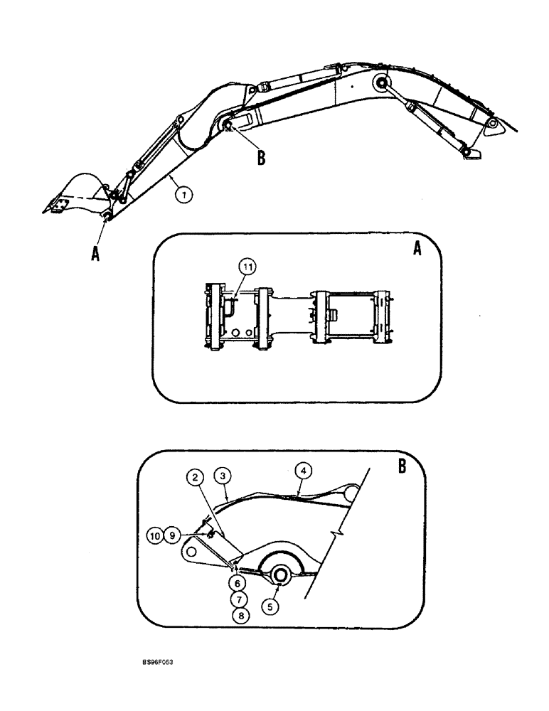 Схема запчастей Case 9060B - (9-072) - LUBRICATION FOR 11 FT. (3.36 M) ARM (09) - CHASSIS