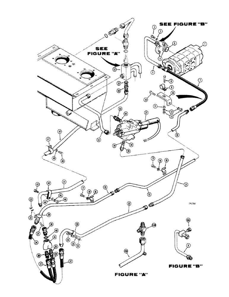 Схема запчастей Case 680CK - (192) - LOADER HYDRAULICS, LOADER COUNTERWEIGHT MODEL RETURN LINES (82) - FRONT LOADER & BUCKET