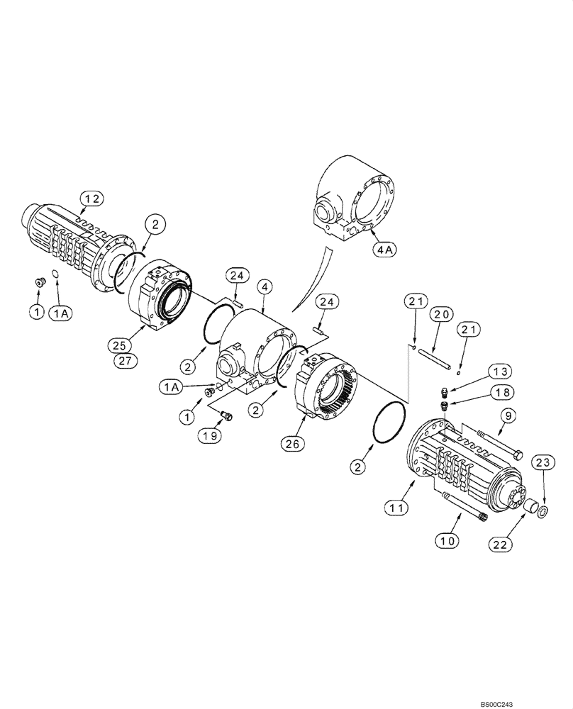 Схема запчастей Case 590SM - (06-40) - AXLE, REAR DRIVE - HOUSING (06) - POWER TRAIN