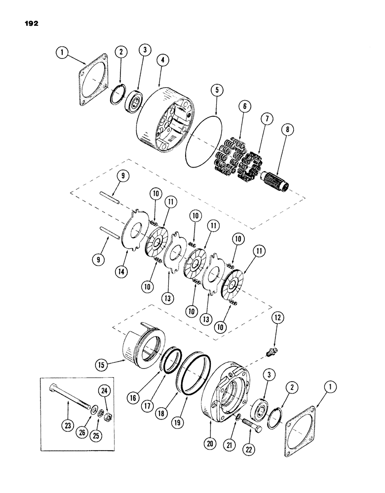 Схема запчастей Case 980B - (192) - TRACK DRIVE BRAKE, (USED ON UNITS WITH PIN 6203868 AND AFTER) (05) - UPPERSTRUCTURE CHASSIS