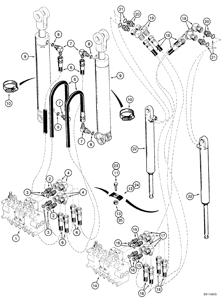 Схема запчастей Case 60XT - (08-46) - HYDRAULIC SYSTEM - BACKHOE STABILIZER CYLINDER (D125) (08) - HYDRAULICS