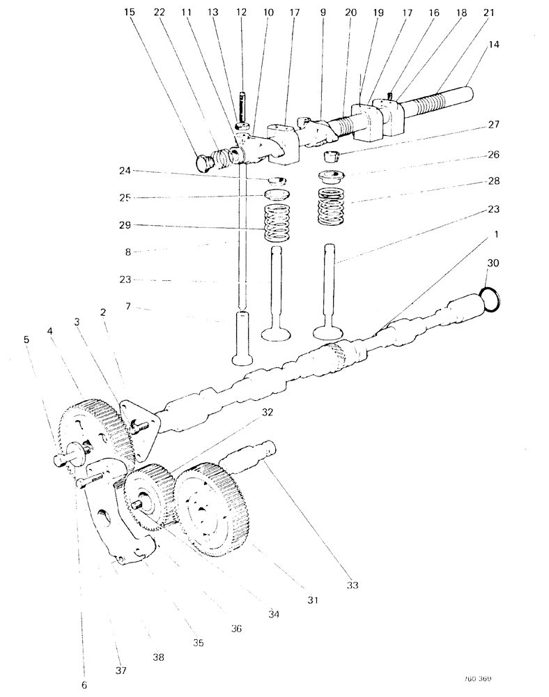 Схема запчастей Case 580F - (014) - ENGINE VALVE AND TIMING GEARS (10) - ENGINE