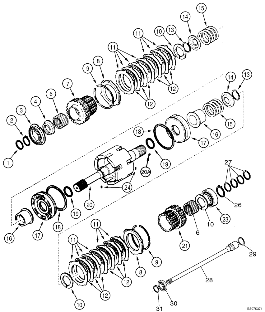 Схема запчастей Case 590SM - (06-26) - TRANSMISSION ASSY, 4WD (590SM/SM+) - SHAFT, INPUT & PTO (06) - POWER TRAIN