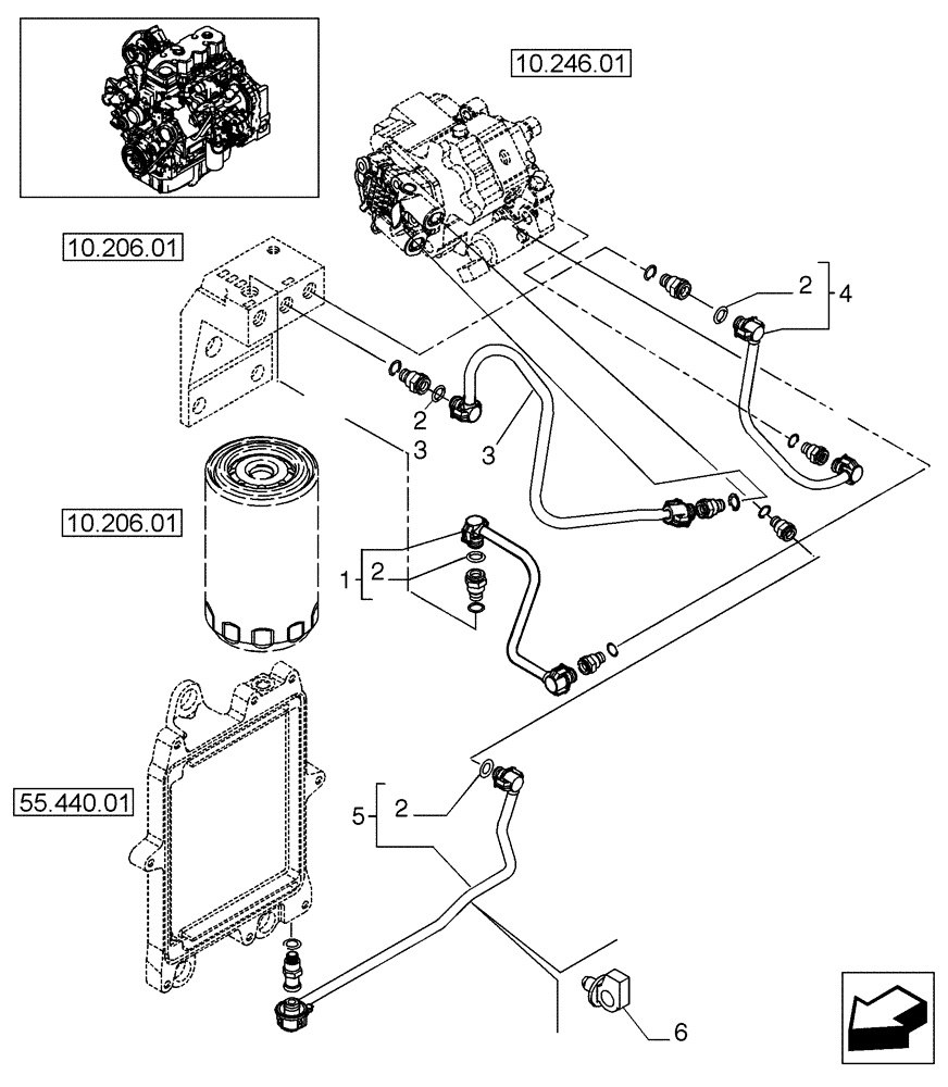 Схема запчастей Case 580SM - (10.218.04) - PIPING - FUEL (10) - ENGINE