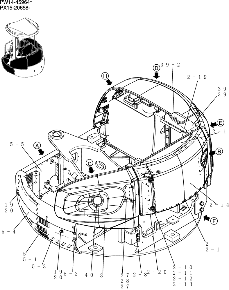 Схема запчастей Case CX36B - (240-01[1]) - GUARD INSTAL (CANOPY) (05) - SUPERSTRUCTURE