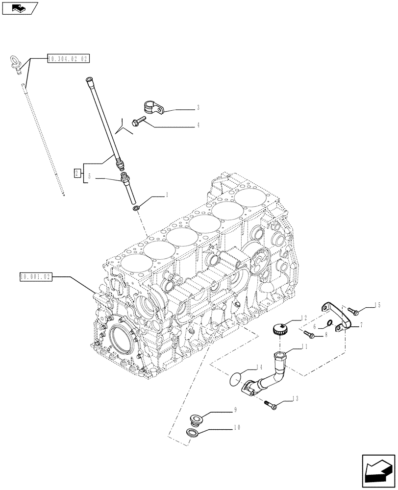 Схема запчастей Case F2CFE614D A004 - (10.304.02 01) - OIL LEVEL CHECK (504386149 - 504292709 - 504055391) (10) - ENGINE