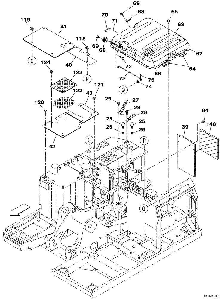 Схема запчастей Case CX130B - (09-22) - HOOD, ENGINE - INSULATION (09) - CHASSIS/ATTACHMENTS