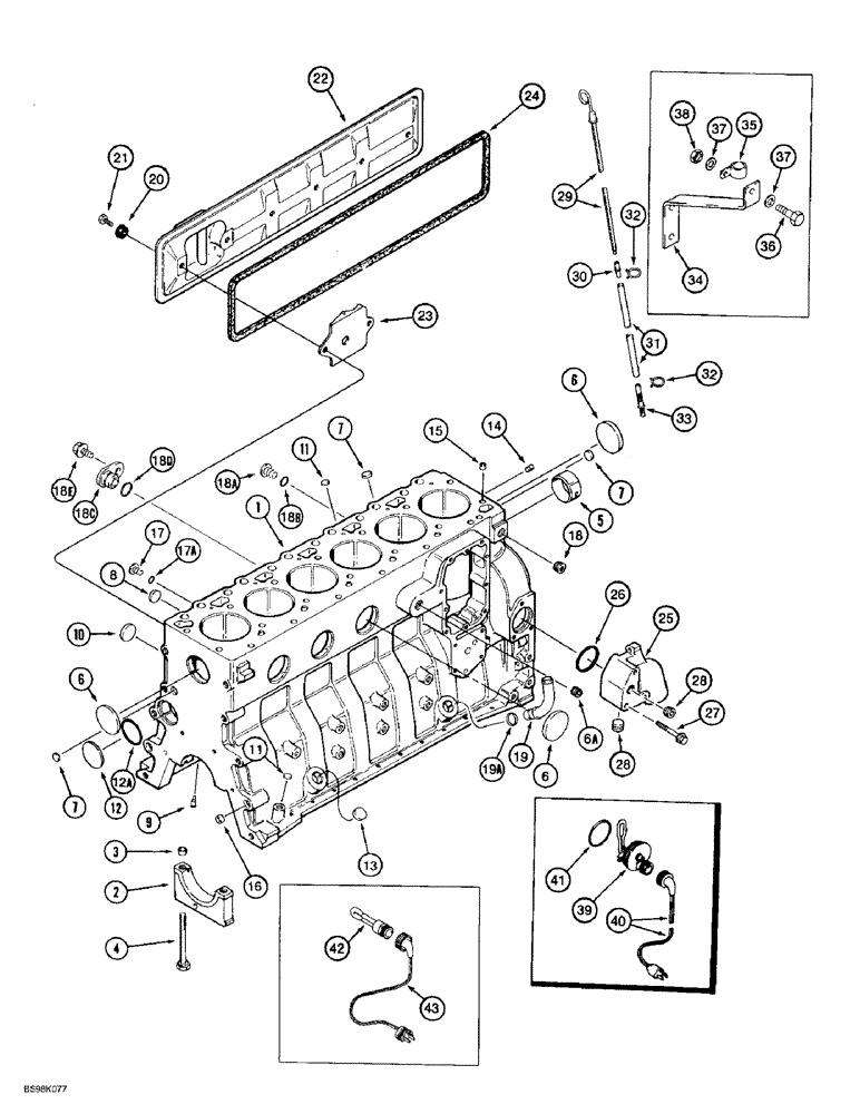 Схема запчастей Case 621B - (2-37E) - CYL. BLOCK, 6T-590 EMISSIONS CERT. ENG., LOADER P.I.N. JEE0053350 & AFTER, ENG. S/N 45534441 & AFTER (02) - ENGINE