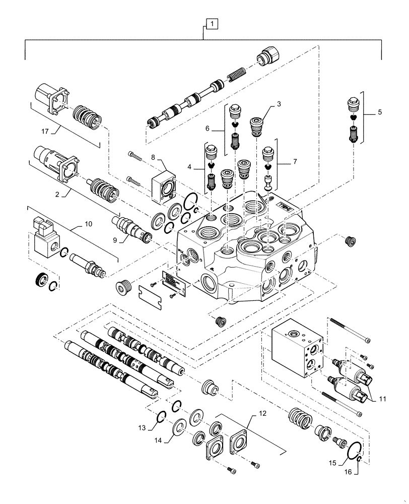 Схема запчастей Case TR270 - (35.355.AH[01]) - LOADER CONTROL VALVE, HAND CONTROLS (1-NOV-2012 & PRIOR) (35) - HYDRAULIC SYSTEMS