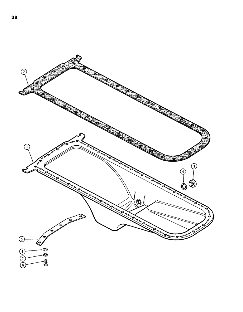 Схема запчастей Case W26B - (038) - OIL PAN, (504BDT) DIESEL ENGINE (02) - ENGINE