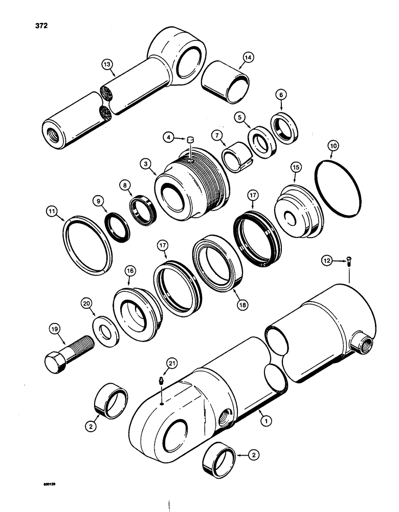 Схема запчастей Case W24C - (372) - G101725 LOADER BUCKET CYLINDER (08) - HYDRAULICS