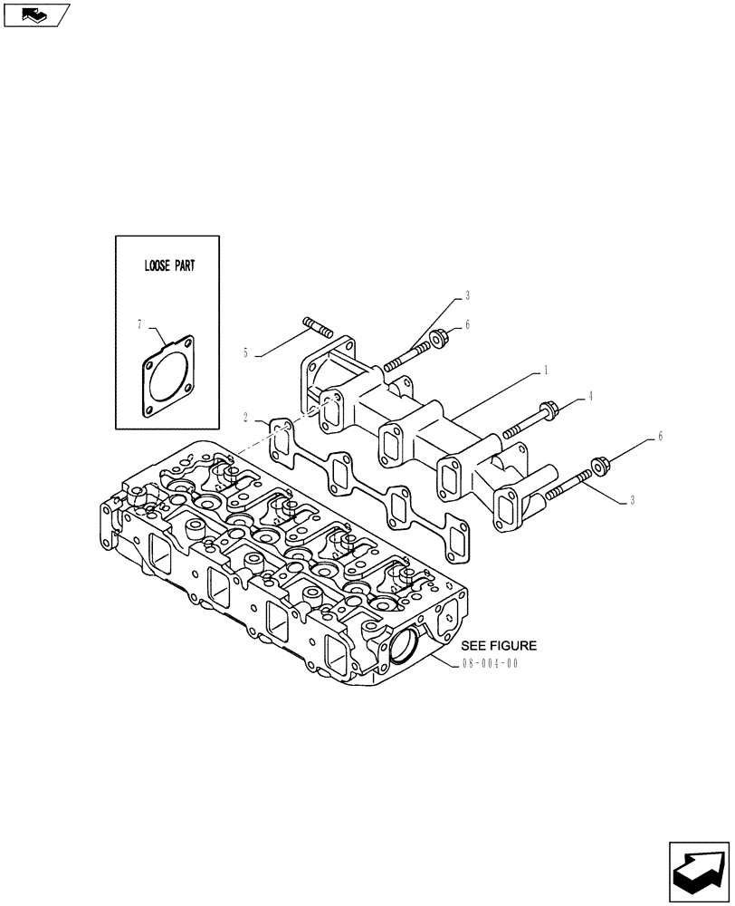 Схема запчастей Case CX55BMSR - (08-006[00]) - EXHAUST MANIFOLD (10) - ENGINE