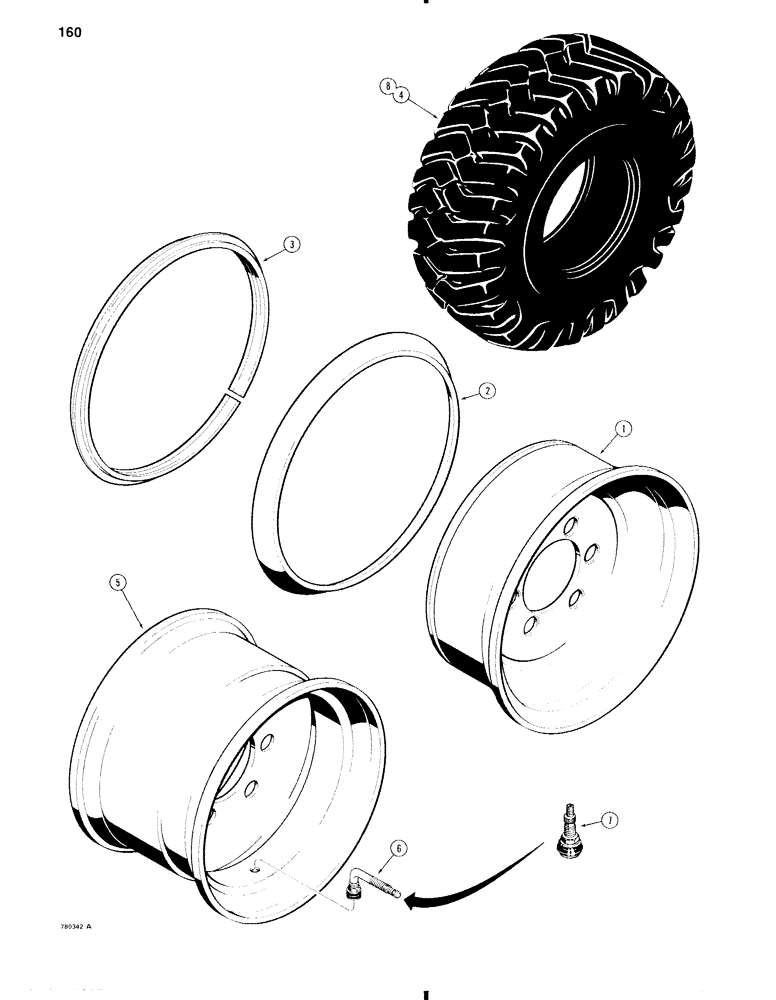 Схема запчастей Case W11 - (160) - RIMS AND TIRES (06) - POWER TRAIN