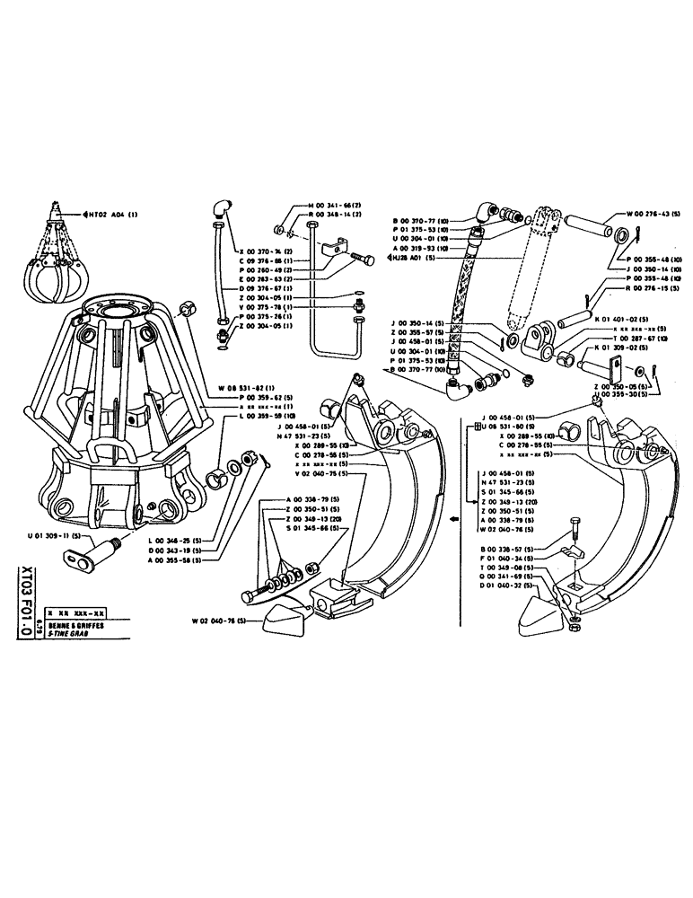 Схема запчастей Case 160CL - (351) - 5 TINE GRAB (18) - ATTACHMENT ACCESSORIES