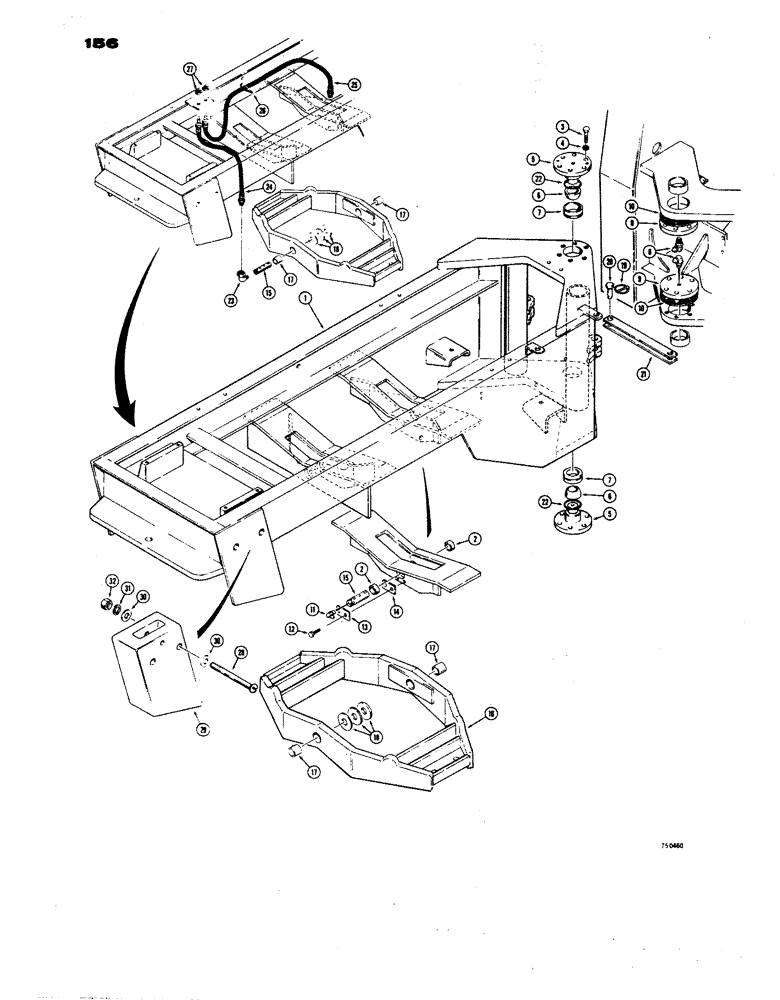 Схема запчастей Case W24B - (156) - REAR FRAME AND TRUNNION (09) - CHASSIS