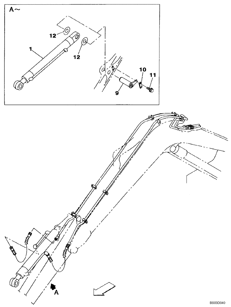 Схема запчастей Case CX75SR - (09-58) - BUCKET CYLINDER MOUNTING - MODELS WITH STANDARD BOOM (09) - CHASSIS/ATTACHMENTS