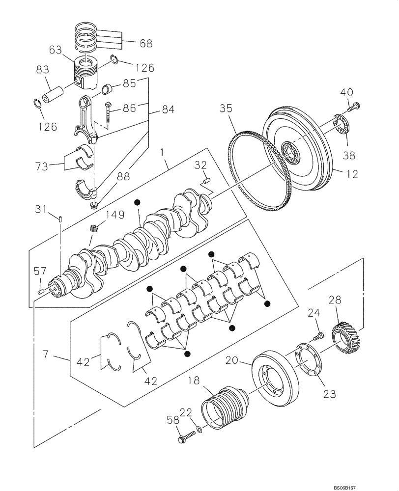 Схема запчастей Case CX800B - (02-17) - PISTONS AND CRANKSHAFT (02) - ENGINE