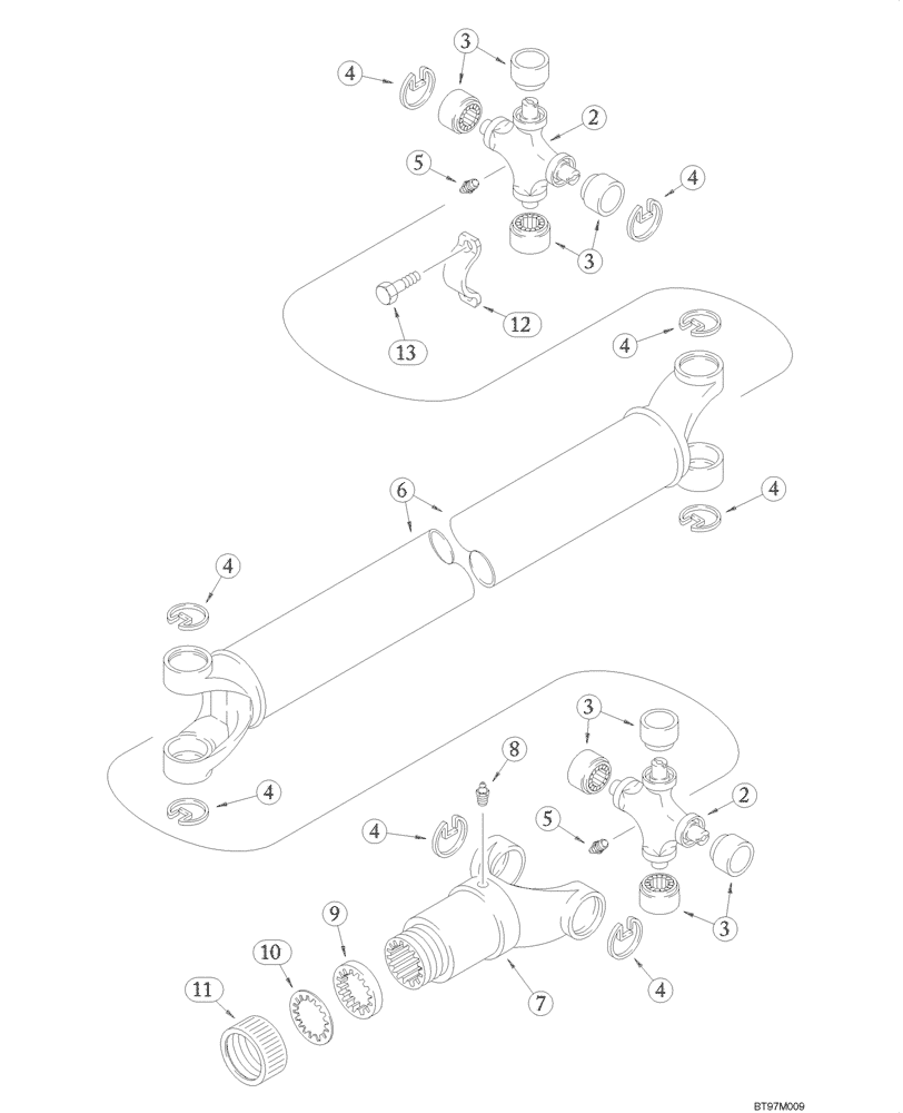 Схема запчастей Case 588G - (06-68) - DRIVE SHAFT, FRONT AXLE (06) - POWER TRAIN