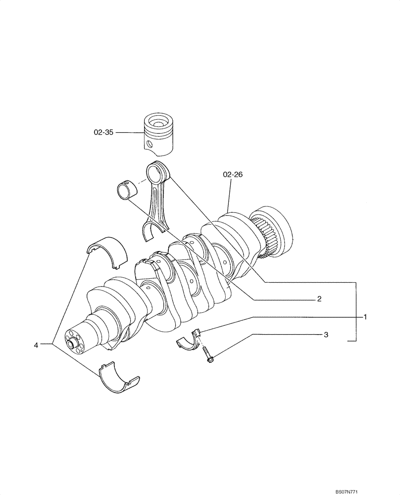 Схема запчастей Case 521E - (02-36) - PISTONS - CONNECTING ROD (02) - ENGINE