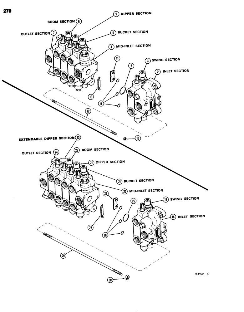 Схема запчастей Case 680G - (270) - BACKHOE CONTROL VALVE (08) - HYDRAULICS