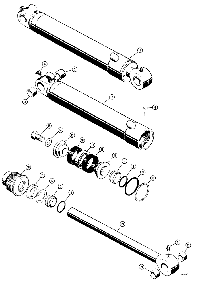 Схема запчастей Case 33S - (064) - BACKHOE CROWD CYLINDER, CYL W/ FLAT SNAP-IN TYPE OUTER ROD WIPER 