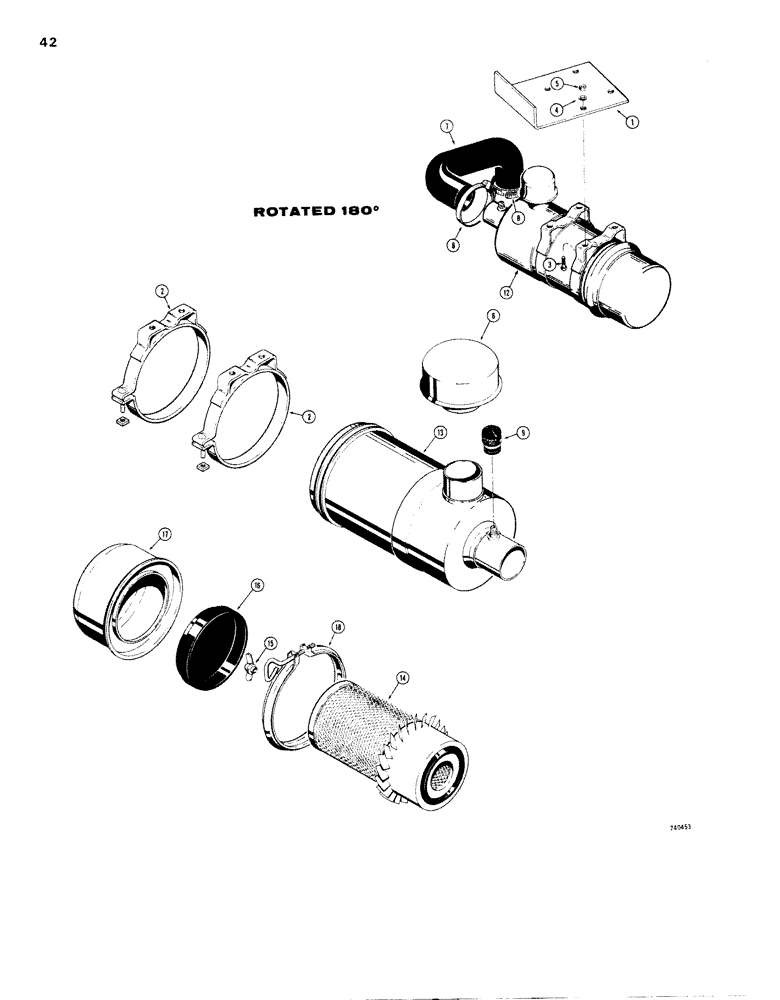 Схема запчастей Case 1830 - (042) - D55203 AIR CLEANER (10) - ENGINE