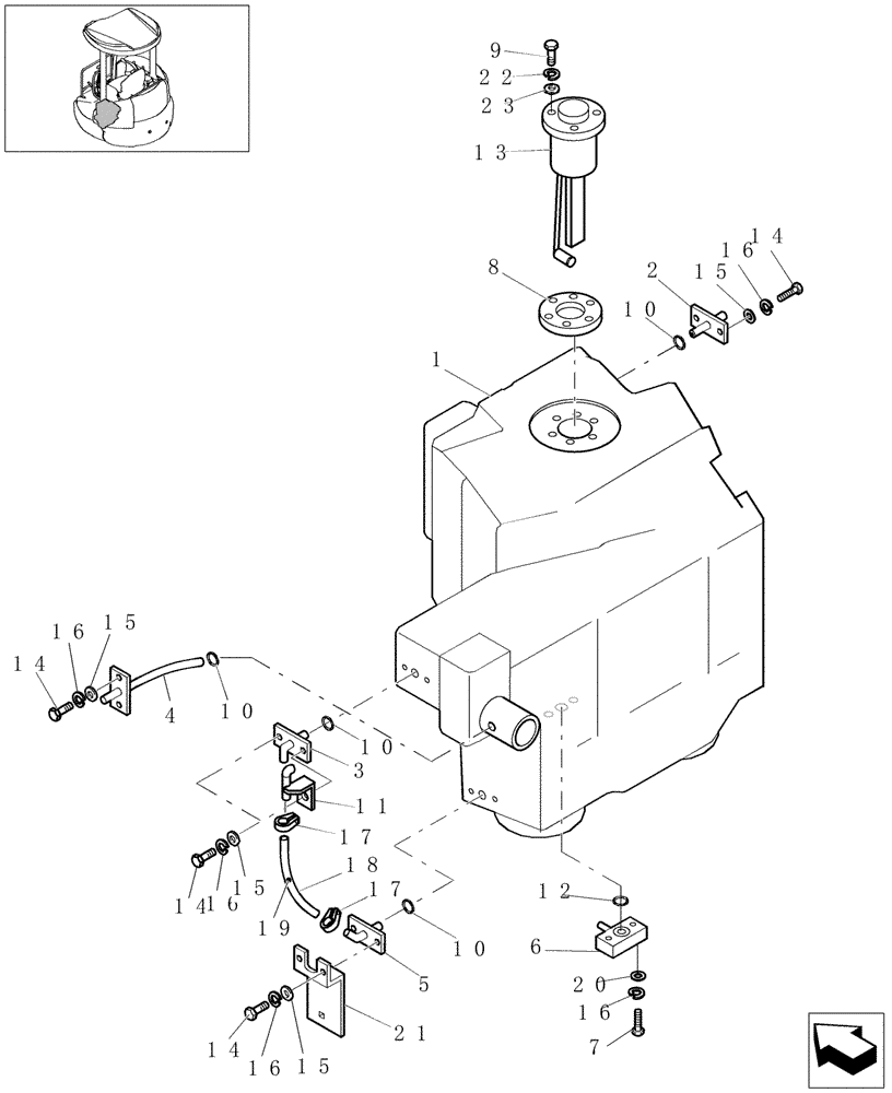 Схема запчастей Case CX20B - (1.010[01]) - FUEL TANK (10) - ENGINE