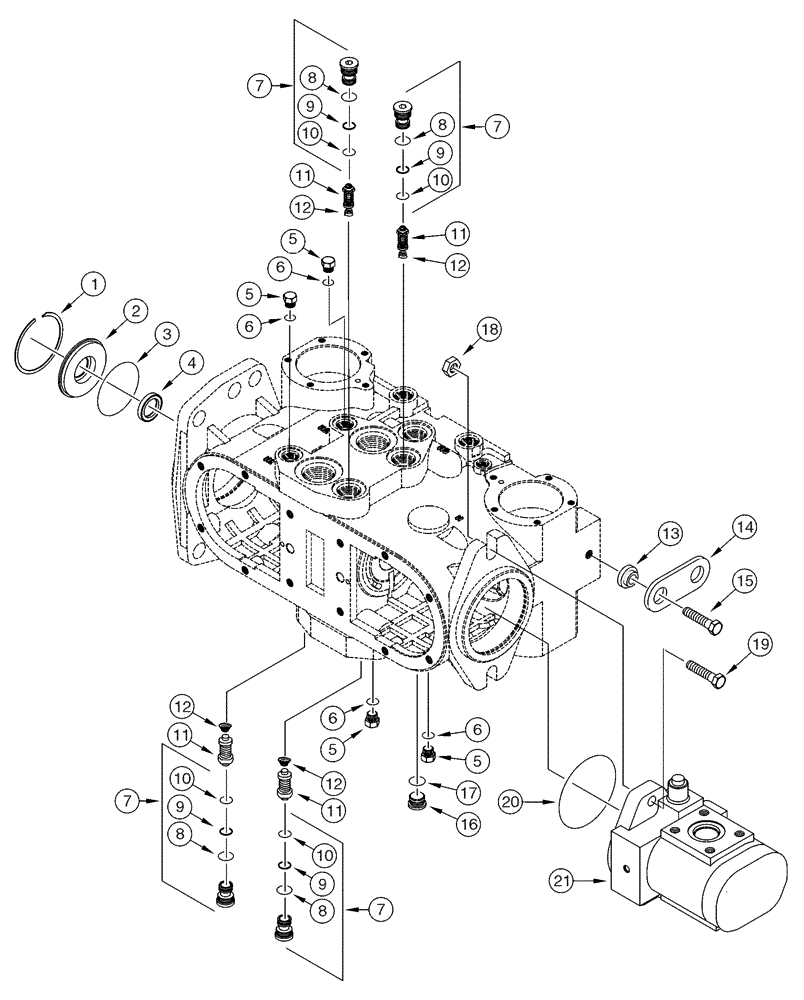 Схема запчастей Case 90XT - (06-19) - PUMP, TANDEM, PLUGS, SEALS, AND EQUIPMENT PUMP MOUNTING (06) - POWER TRAIN