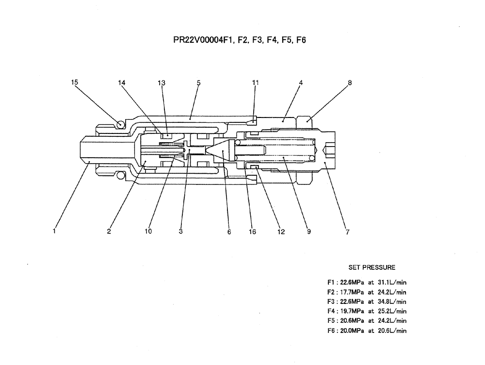 Схема запчастей Case CX36B - (07-016) - VALVE ASSY, RELIEF, P/N PR22V00004F1-F6 ELECTRICAL AND HYDRAULIC COMPONENTS