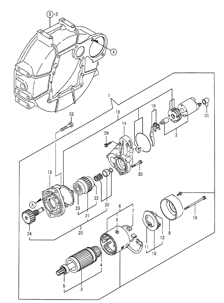 Схема запчастей Case CX50B - (08-015) - STARTING MOTOR ENGINE COMPONENTS