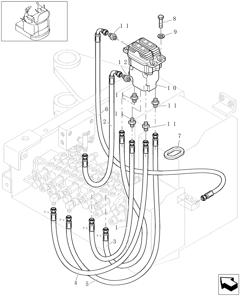 Схема запчастей Case CX16B - (1.080[05]) - PILOT LINES - TRAVEL (35) - HYDRAULIC SYSTEMS