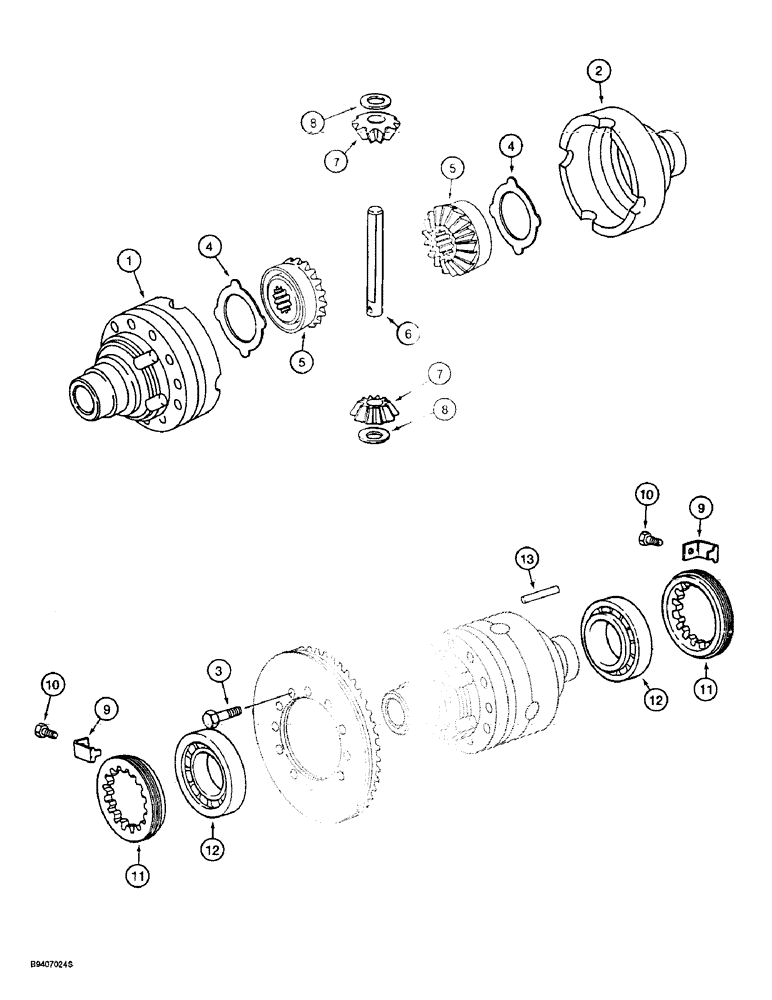 Схема запчастей Case 570LXT - (6-014) - FRONT DRIVE AXLE, DIFFERENTIAL (06) - POWER TRAIN