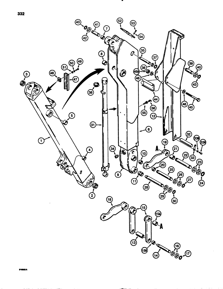 Схема запчастей Case 780B - (332) - EXTENDABLE DIPPER MOUNTING PARTS (09) - CHASSIS/ATTACHMENTS