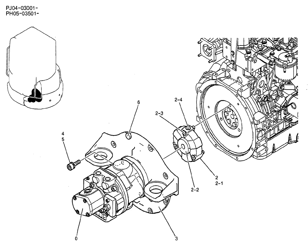 Схема запчастей Case CX50B - (02-021) - POWER TAKE-OFF ASSEMBLY (COOLER) (05) - SUPERSTRUCTURE