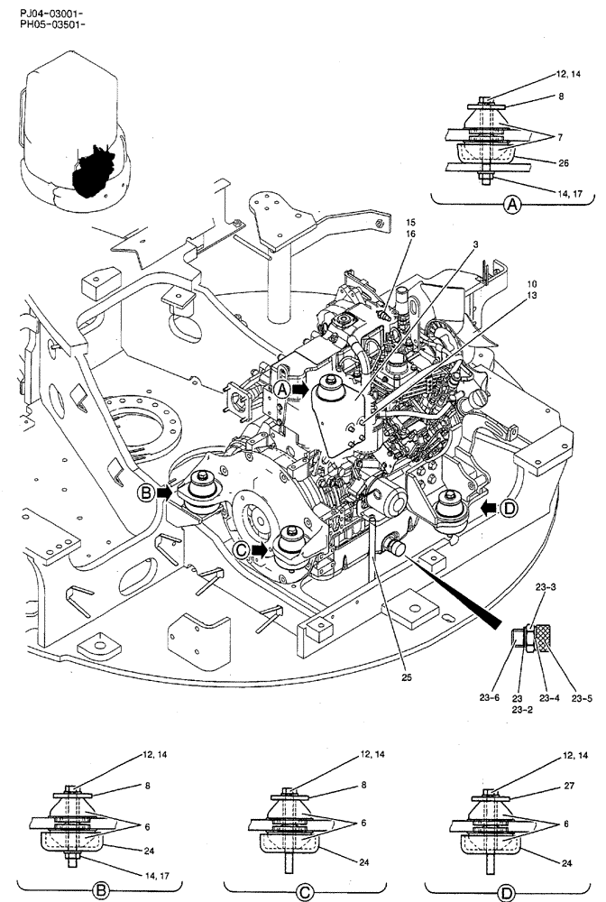 Схема запчастей Case CX50B - (06-001) - ENGINE INSTAL (COOLER) OPTIONAL PARTS