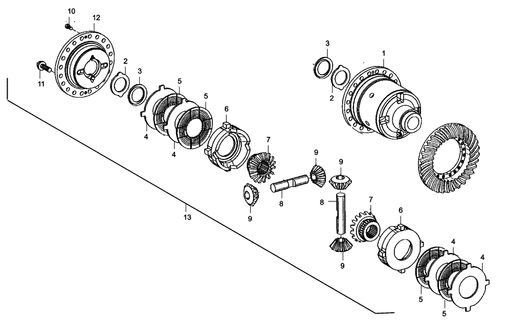 Схема запчастей Case 330B - (18A00000989[001]) - DIFFERENTIAL, AXLE (87454951) (03) - Converter / Transmission