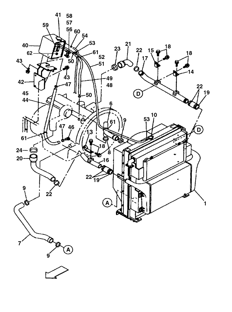 Схема запчастей Case CX290 - (02-05) - RADIATOR AND CONNECTIONS - RESERVOIR (02) - ENGINE