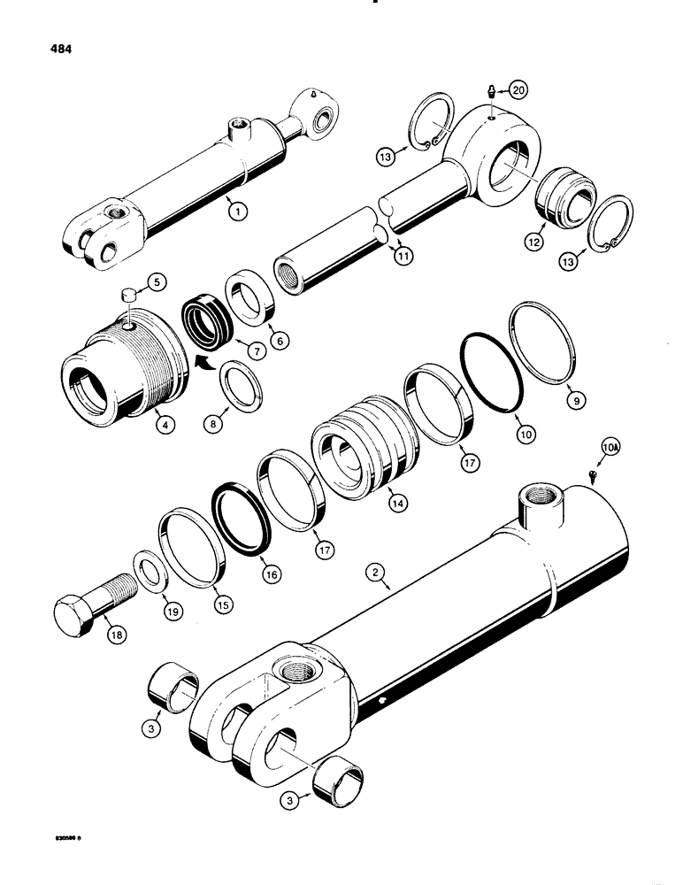 Схема запчастей Case 580E - (484) - G101188 THREE-POINT HITCH TILT CYLINDER (08) - HYDRAULICS