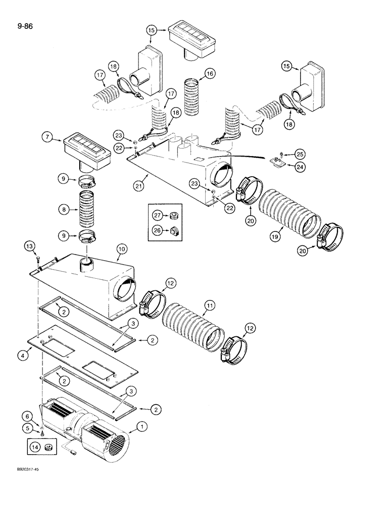 Схема запчастей Case 721 - (9-086) - HEATING AND AIR CONDITIONING PLENUM (09) - CHASSIS/ATTACHMENTS