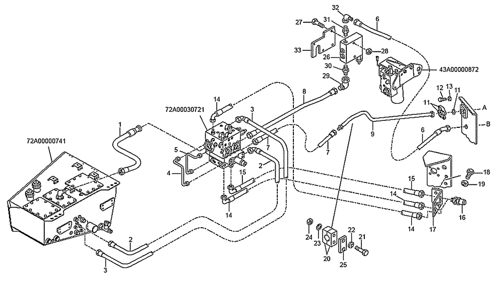 Схема запчастей Case 340B - (72A00010743[001]) - HYDRAULIC DUMP CIRCUIT (87603054) (19) - OPTIONS