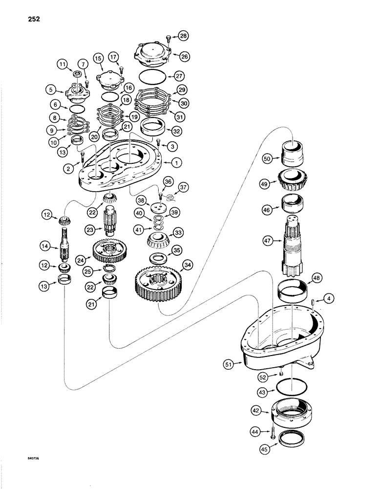 Схема запчастей Case 1280B - (252) - SWING GEARBOX (09) - CHASSIS/ATTACHMENTS