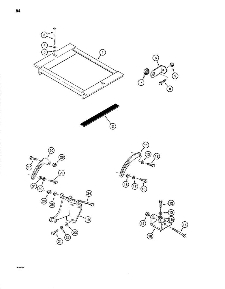 Схема запчастей Case 1280 - (084) - BATTERY, ALTERNATOR, AND HORN BRACKETS (06) - ELECTRICAL SYSTEMS