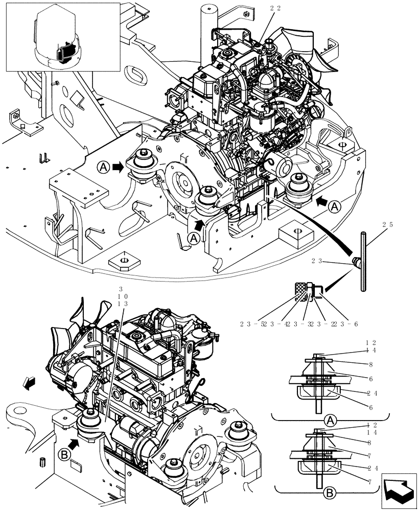 Схема запчастей Case CX31B - (705-01[1]) - ENGINE INSTAL (COOLER) (10) - ENGINE