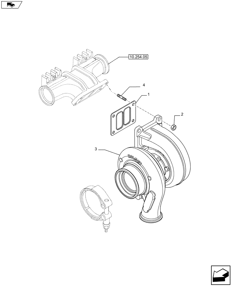 Схема запчастей Case F2CFA614B E020 - (10.250.01) - TURBOCHARGING & RELATED PARTS (5801399733) (10) - ENGINE